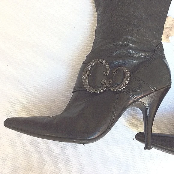 Vintage 90s Nine West Sexy Black Leather Boot - Picture 3 of 6